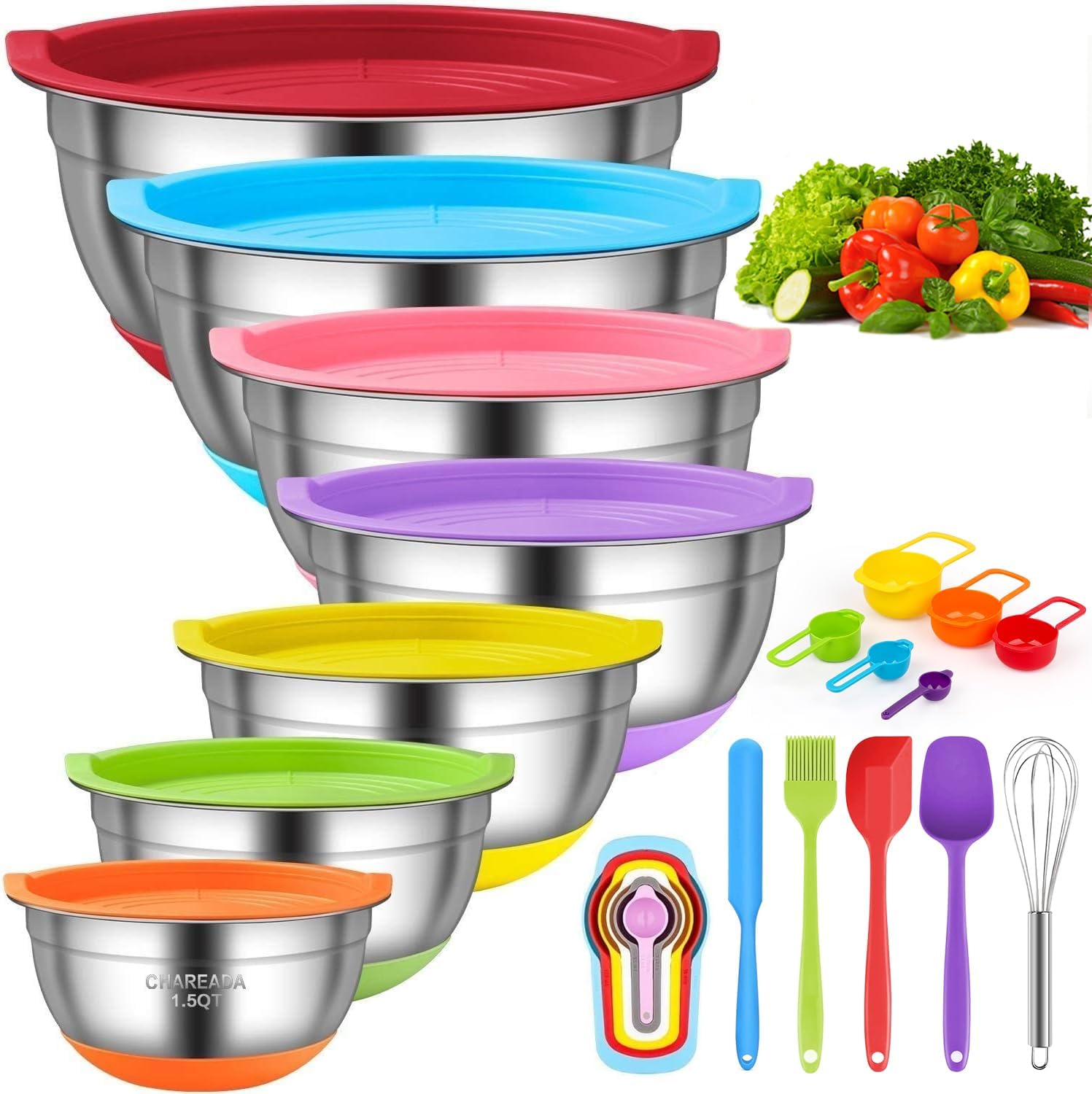 CHAREADA Stainless Steel Nesting Mixing Bowl Set