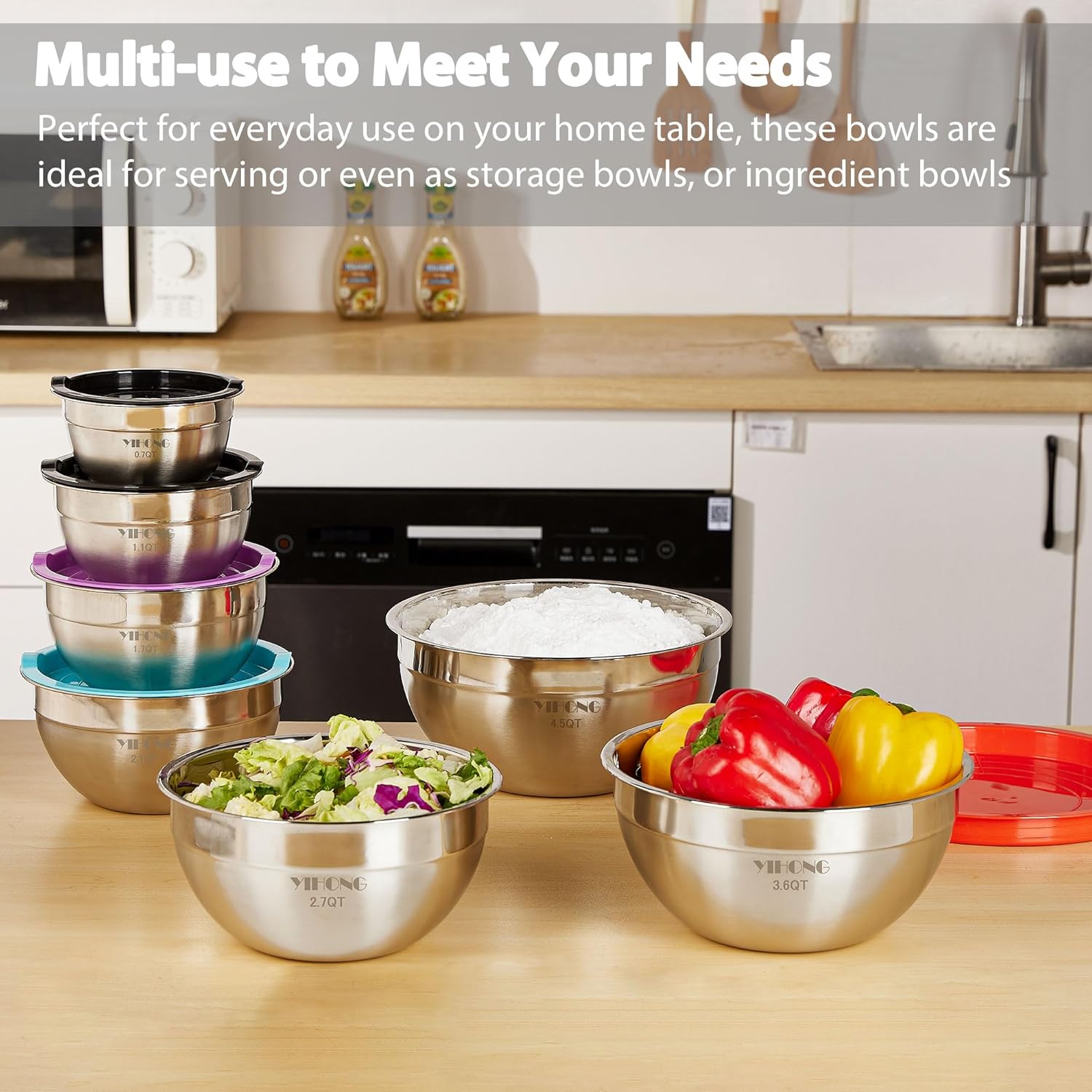 YIHONG Stainless Steel Mixing Bowl Set