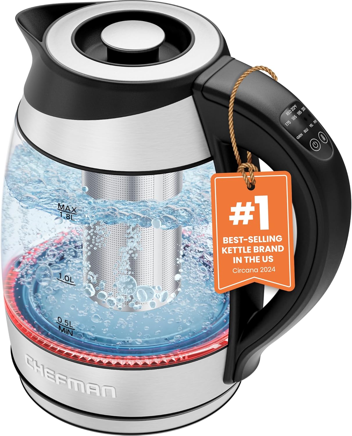 Chefman Electric Glass Temperature Kettle