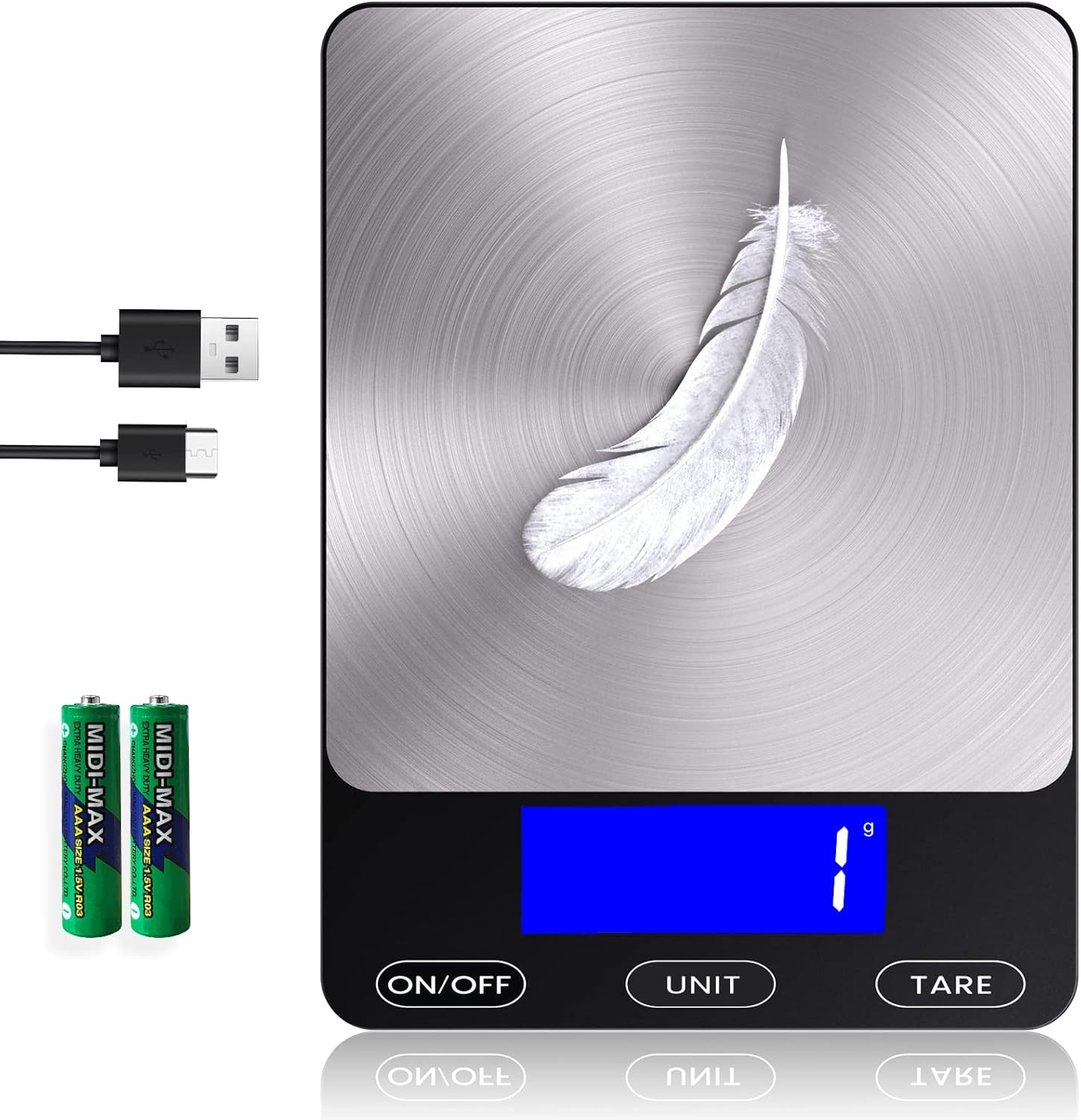 Etekcity Digital Kitchen Scale Rechargeable Stainless Steel
