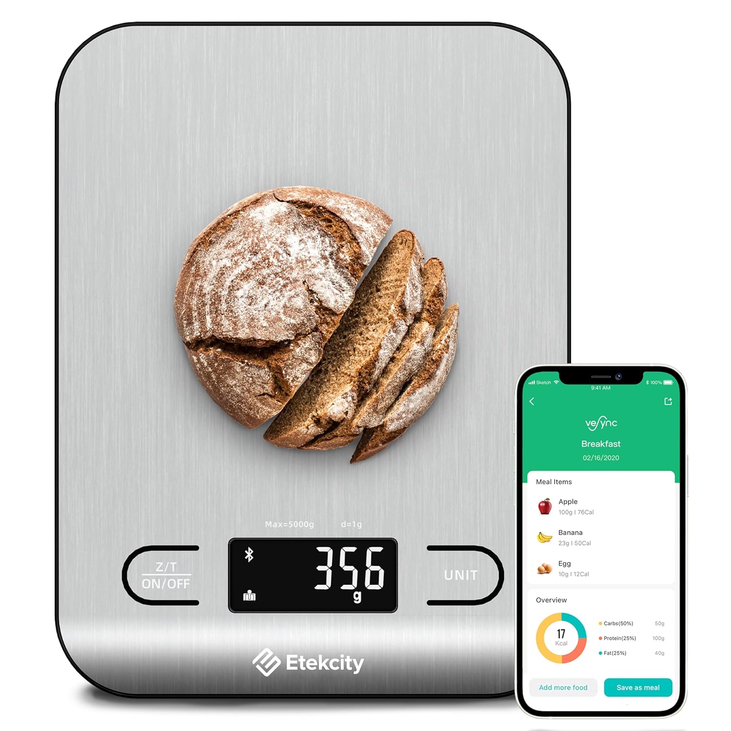 Etekcity Nutrition Kitchen Digital Stainless Steel Scale