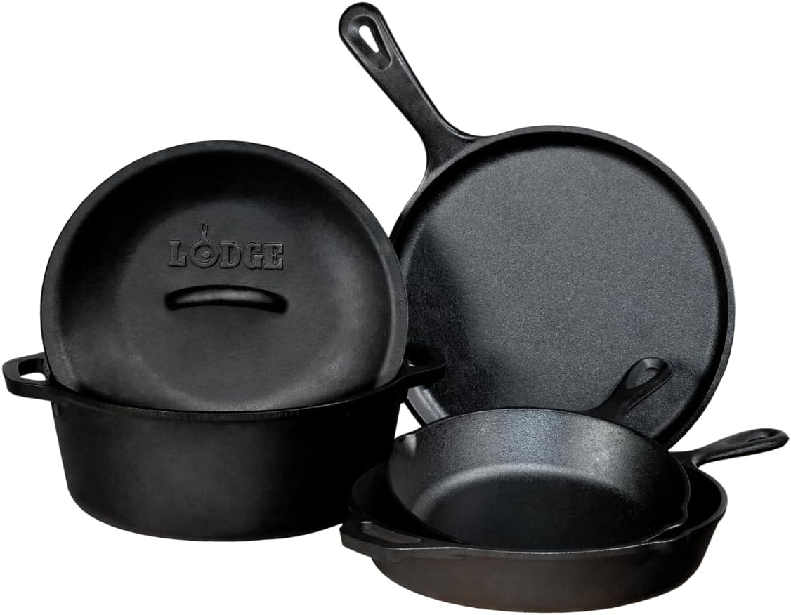 Lodge Seasoned Cast Iron Griddle and Skillet Bundle