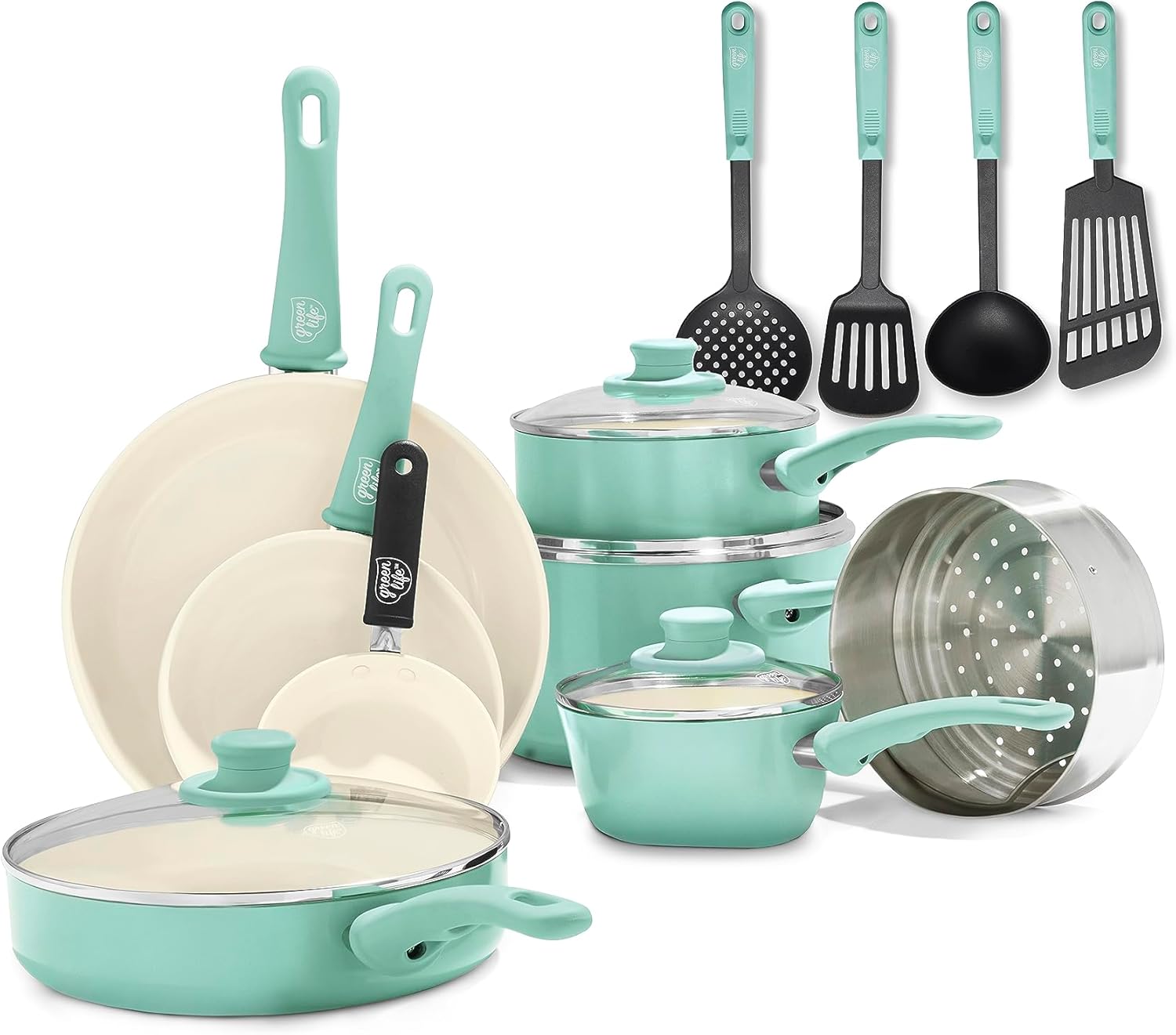 GreenLife Soft Grip Ceramic Cookware Set