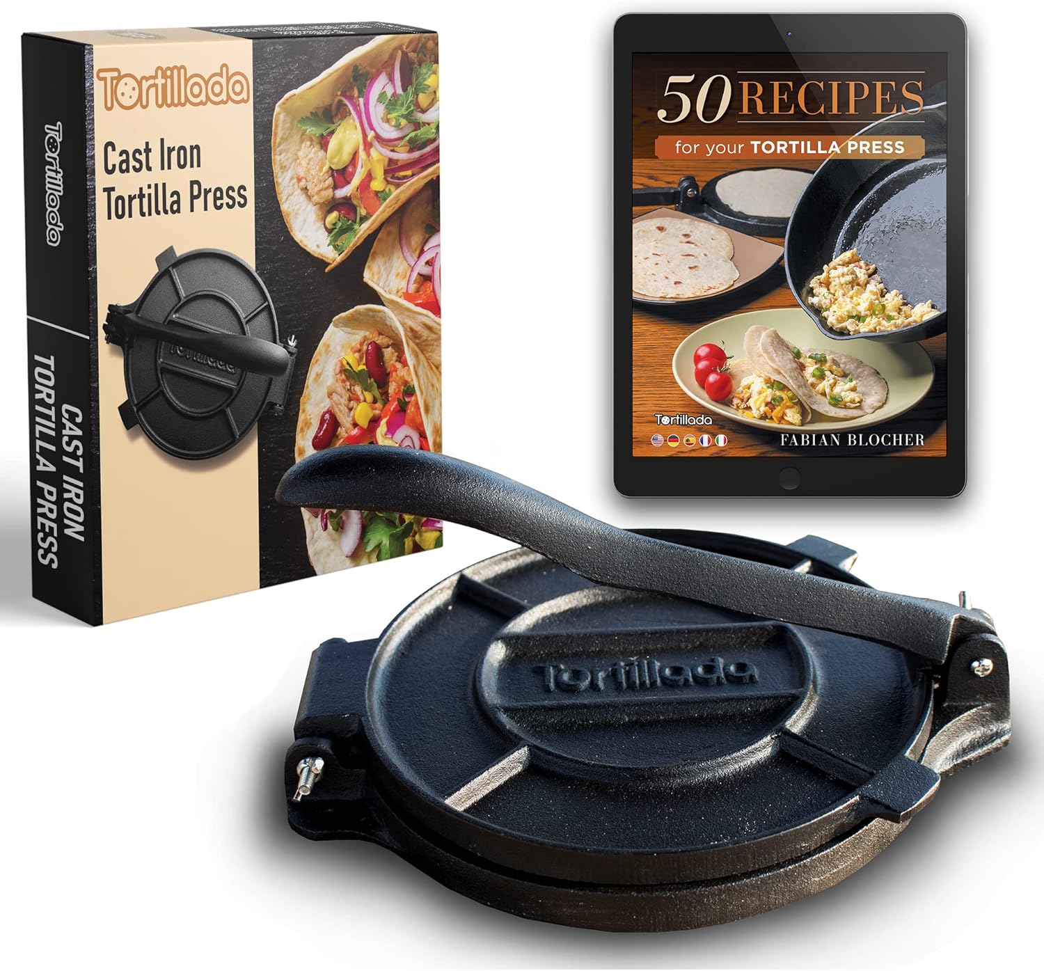 Tortillada Premium Tortilla Press & Recipe Book