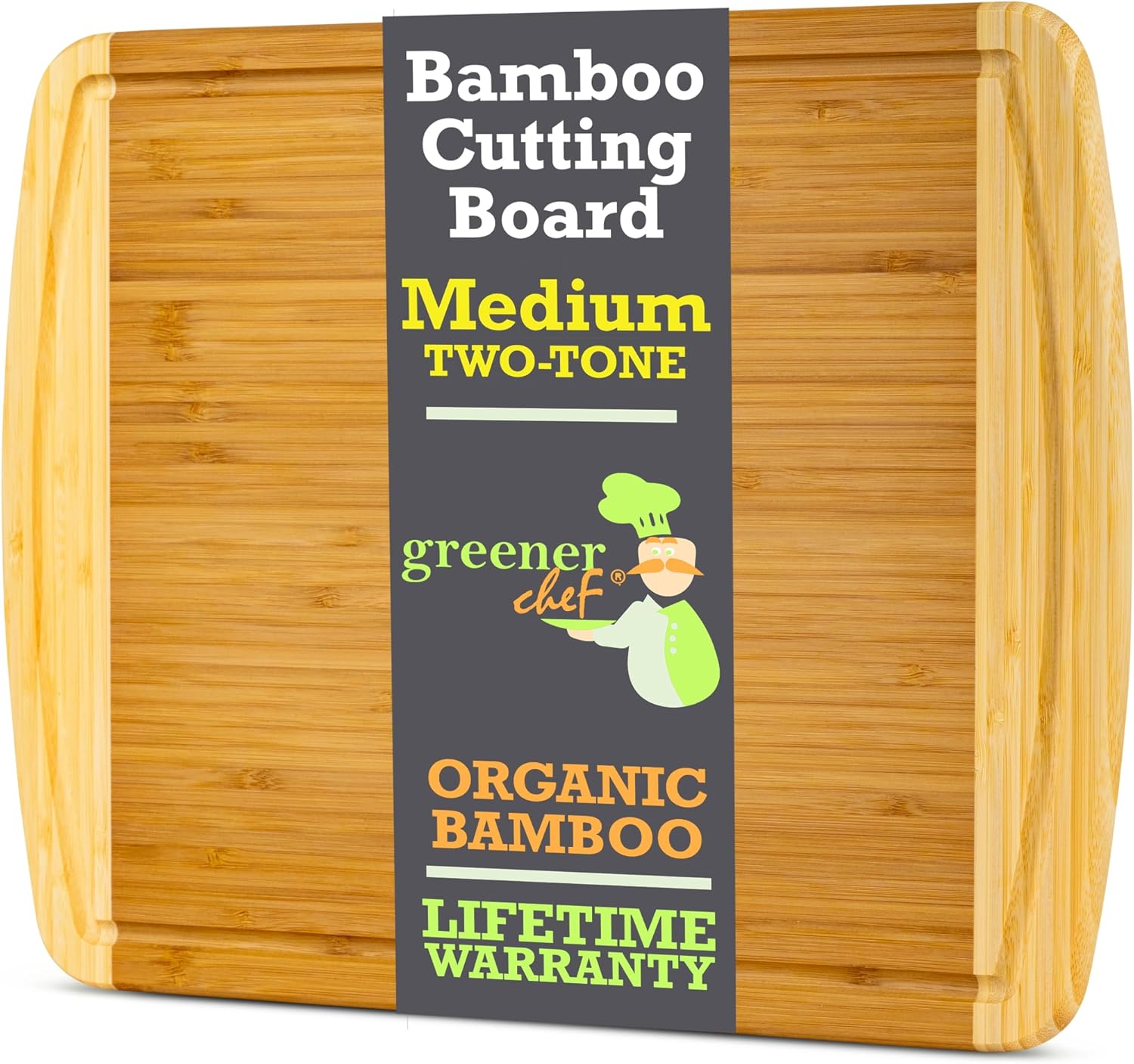 Greener Chef 15-inch Medium Bamboo Cutting Board (Lifetime Replacement)
