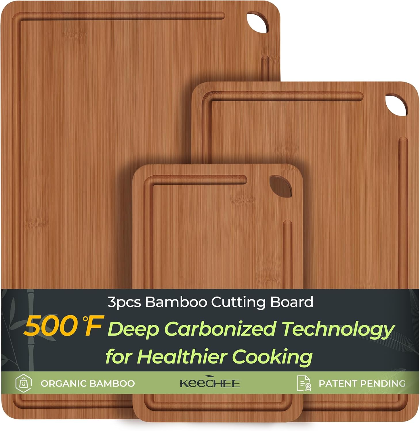 Keechee 3-piece Bamboo Cutting Board Set