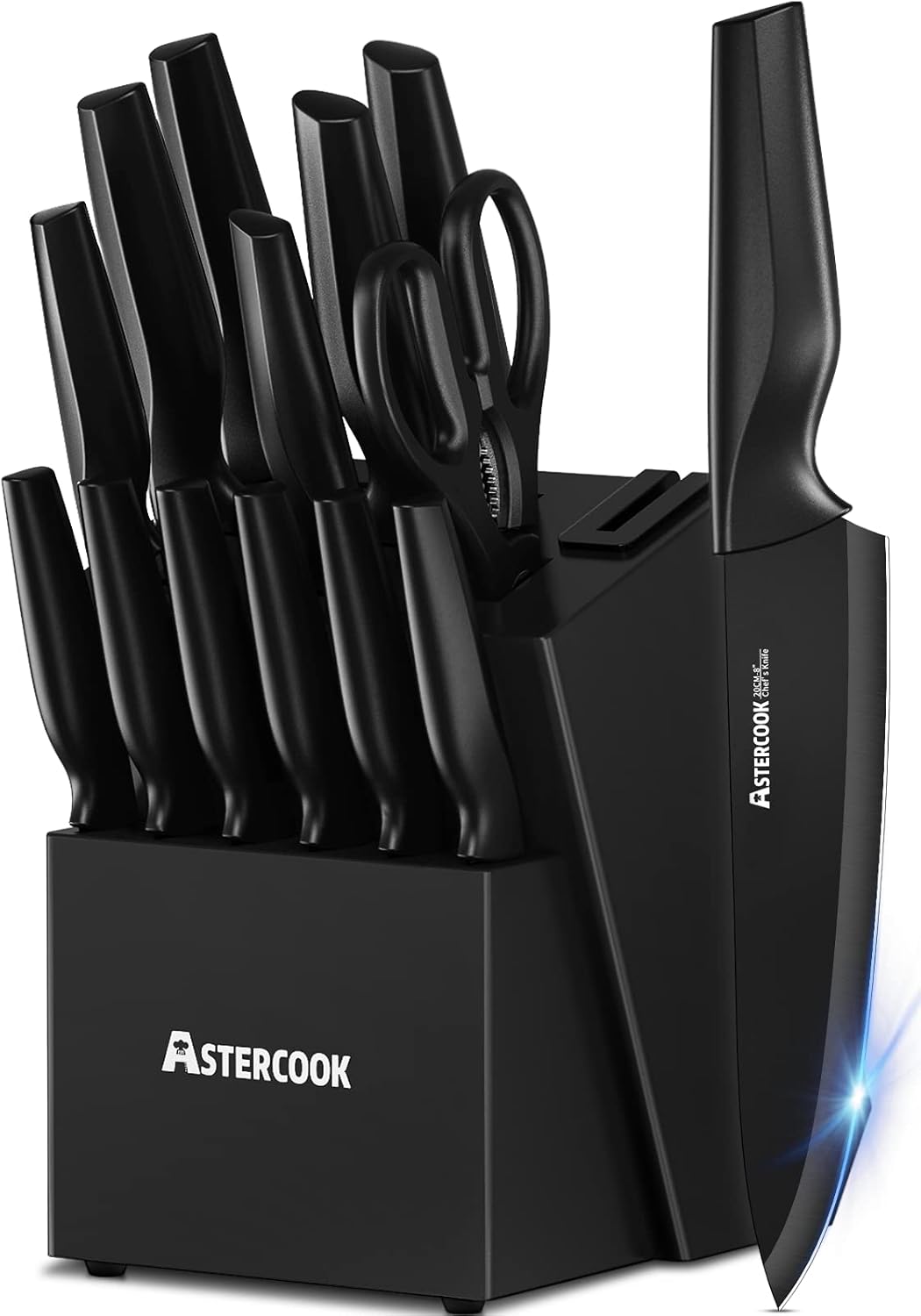 Astercook Kitchen Knife Set with Sharpener